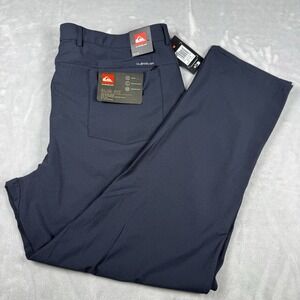 Quicksilver Slim Fit Golf Pants Mens 38x30 Black Flat Front Stretch Chino NWT